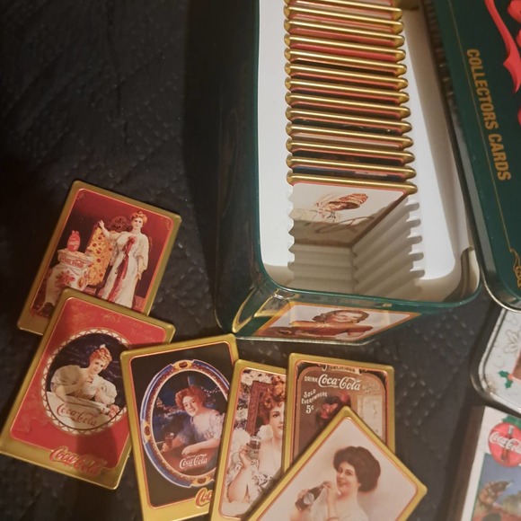 NIB! Coca Cola VINTAGE GOODS-IceBucket & 4 Tumblers-TIN Collector Cards-More - Picture 8 of 9